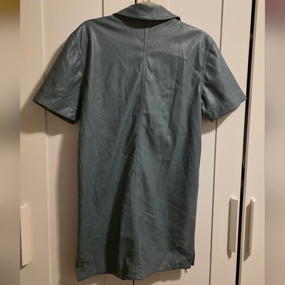7 For All Mankind Faux Leather Shirt Dress Button Down Teal Size S - Picture 6 of 10